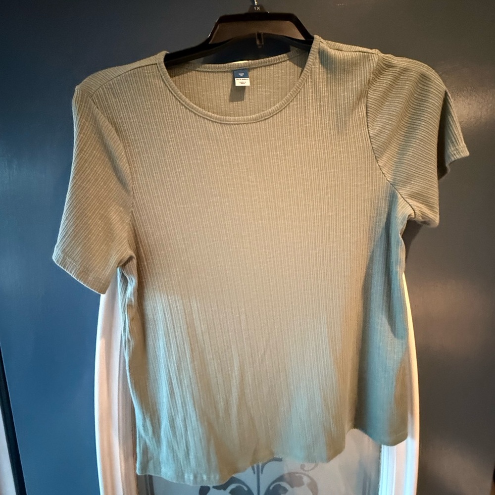 Old Navy Ribbed Sage Green Short Sleeve Top